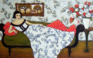 Reclining Woman With Ivory Roses