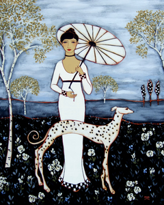 Woman with Birches and Dalmatian