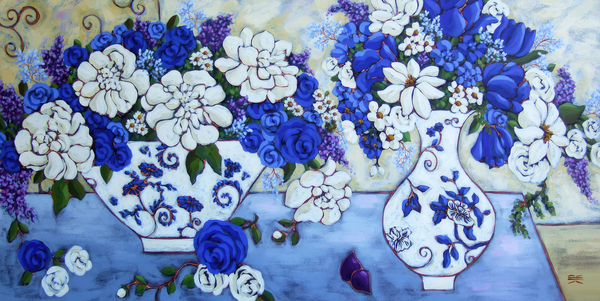 Blue and White Still Life Print