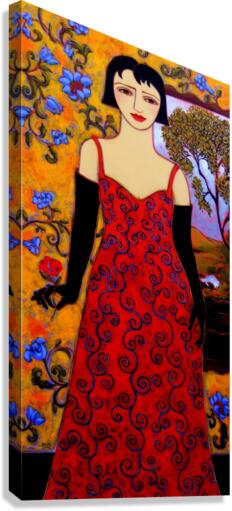 Woman With Landscape and Rose  Canvas Print