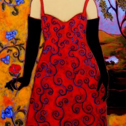 Woman With Landscape and Rose