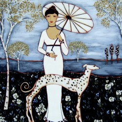 Woman with Birches and Dalmatian