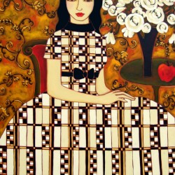Woman with Ivory Roses and Apple