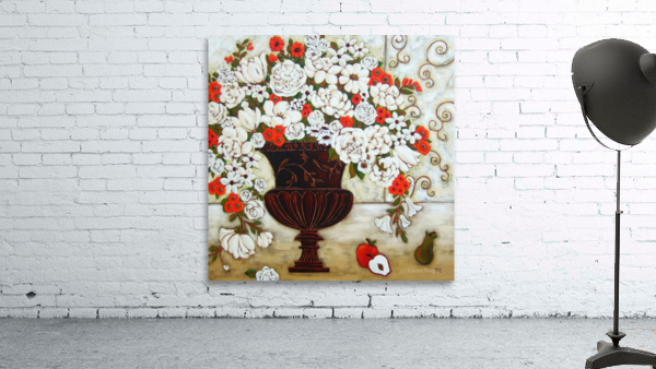 Red and White Blooms With Apples and Pear Wall Preview