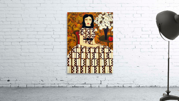 Woman with Ivory Roses and Apple Wall Preview