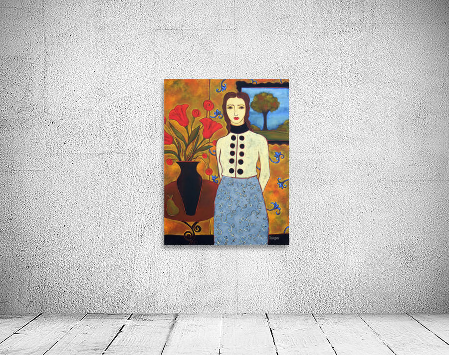 Woman With Tulips and Landscape Wall Preview