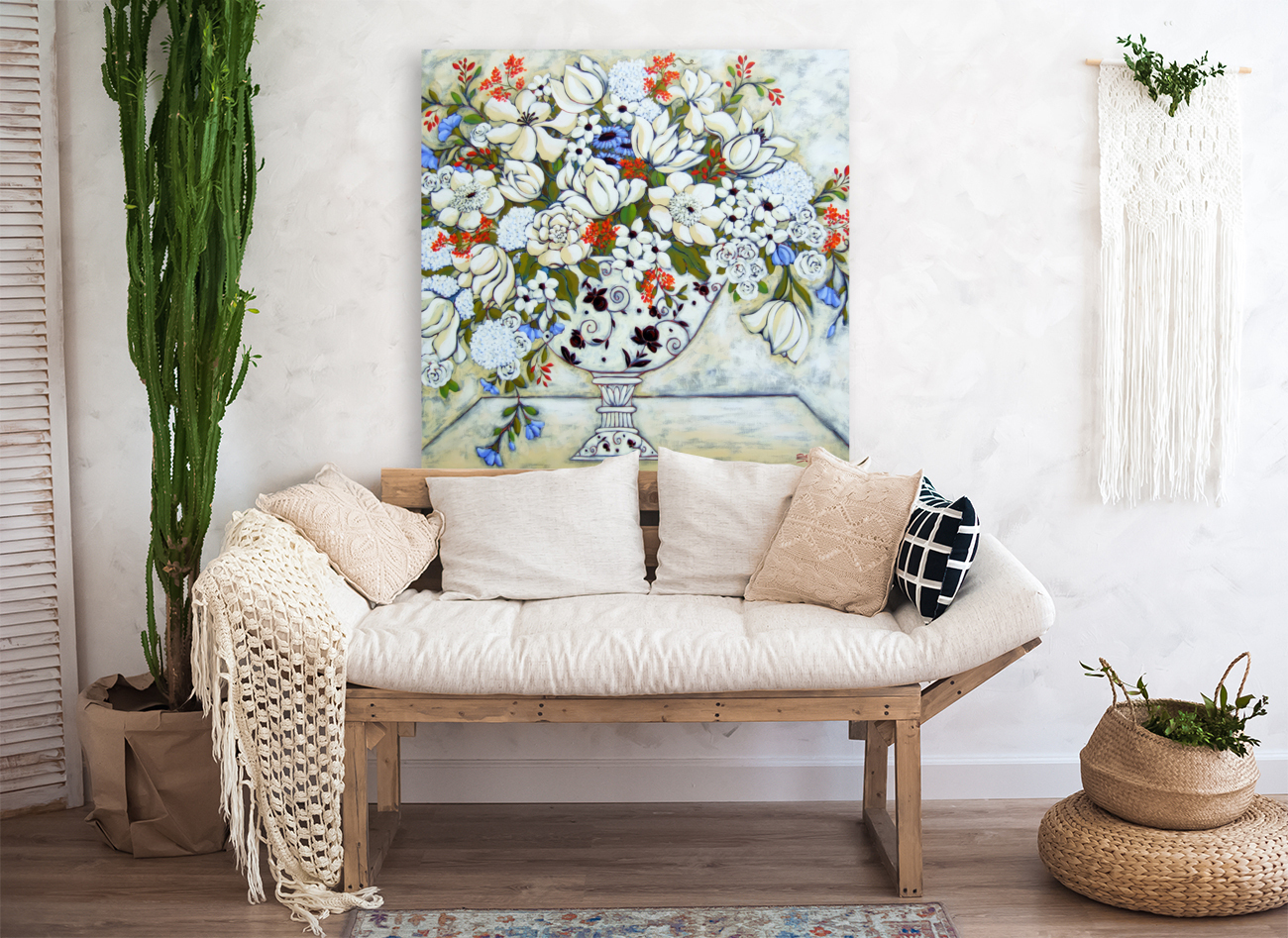 White Tulips and Peonies Reproduction