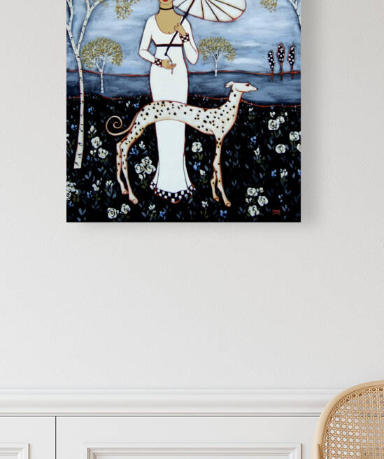 Woman with Birches and Dalmatian by Karen Rieger